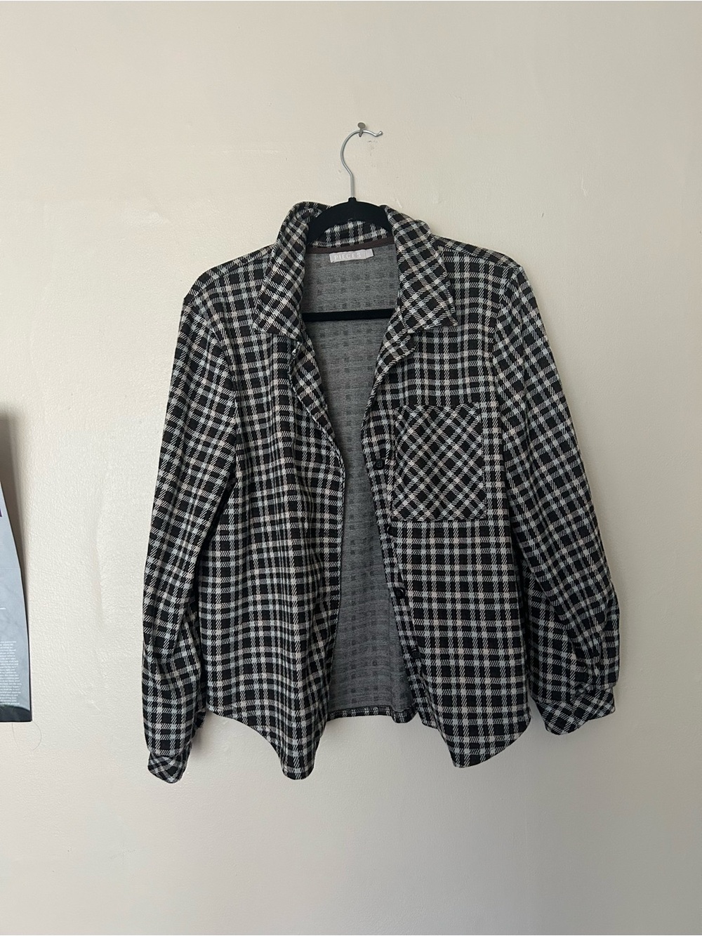 Brown and White Plaid Button-Down Shirt